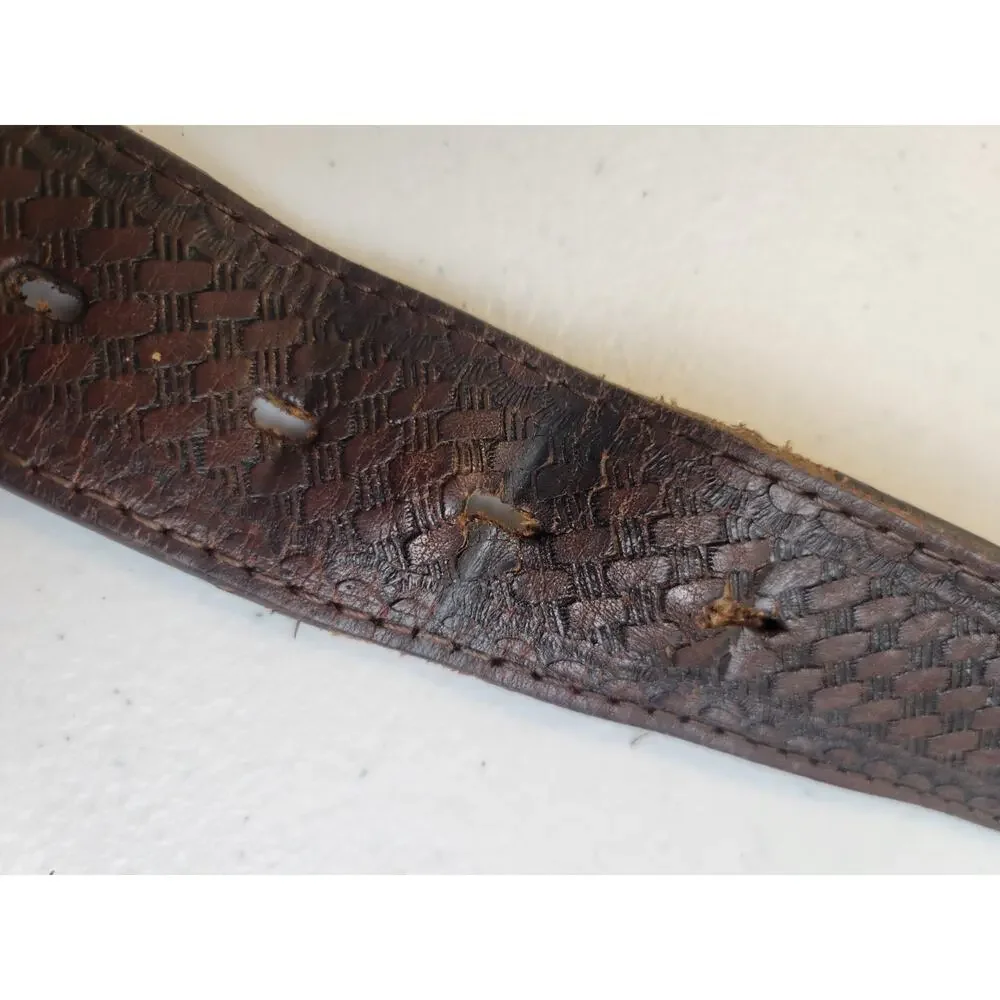 Nocona Brown Embossed Braided Zipped Pocket Inside Classic Belt Men's Size 38-40